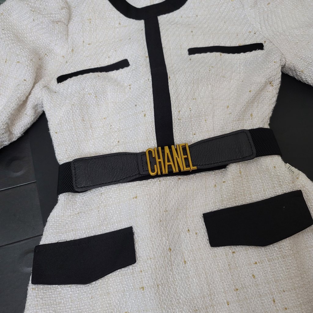 Đai váy nịt váy da PU thương hiệu C bản 4cm TB617