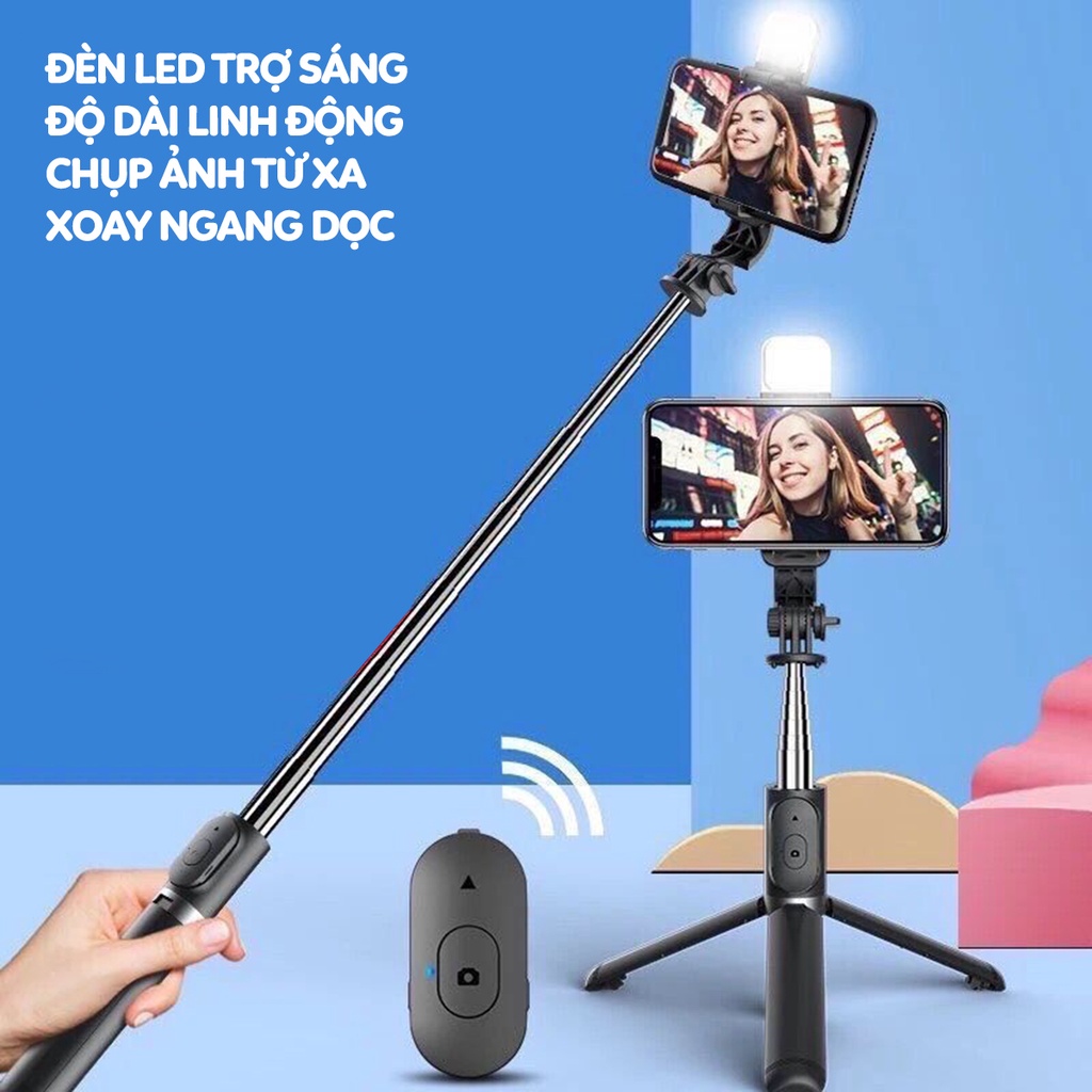 Gậy Tự Sướng Q07, Gậy Chụp Ảnh 3 Chân Đa Năng Cao Cấp , Kèm Đèn Selfie + Remote Bluetooth Siêu Tiện Lợi - TuHaiStore