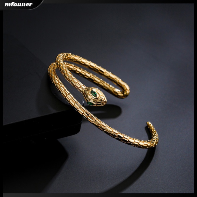 Vòng Tay Hở Hai Lớp Hình Đầu Rắn Phong Cách Hip hop Thời Trang Cho Nữ