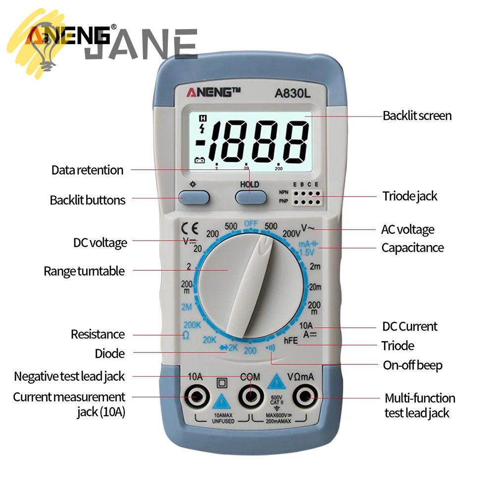 Đồng Hồ Vạn Năng Kỹ Thuật Số LCD 1999 Counts AC / DC Chuyên Nghiệp