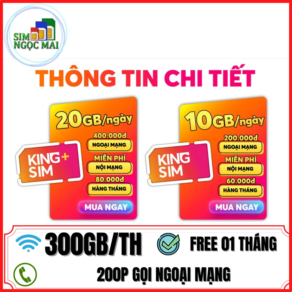 [FREESHIP] Sim 4G Vietnamobile King Sim miễn phí 300gb/tháng chỉ từ 35k - Miễn Phí Gọi - Sim Ngọc Mai