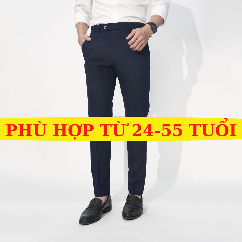 Quần tây nam cao cấp ống 18 dáng đứng chất Polyester mềm mại, quần âu nam đẹp hàng Việt Nam màu xanh tím than LX202.