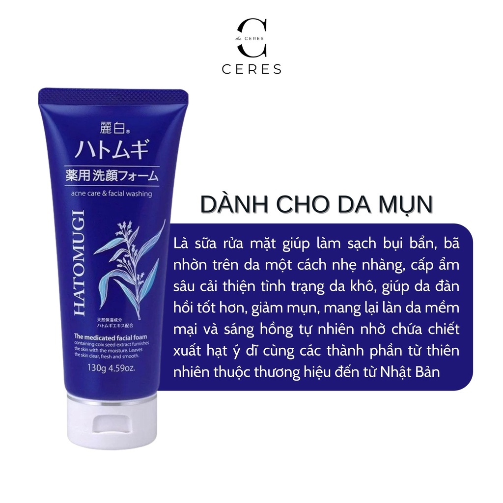 Sữa Rửa Mặt Ý Dĩ Hatomugi Naturie Cleansing Foam Nhật Bản 130g&170g