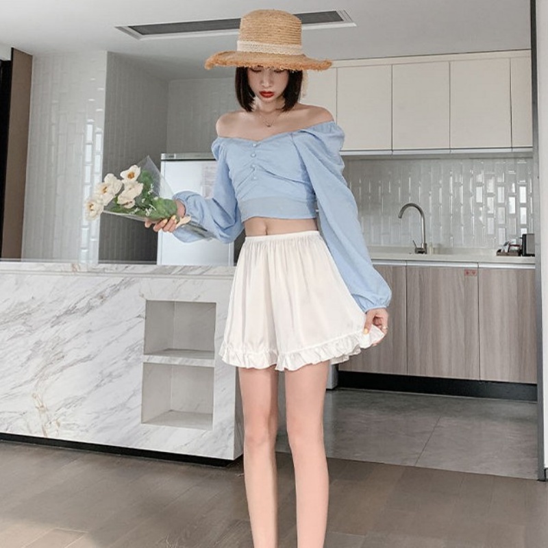 Quần Lót Ngắn Vải Lụa Satin Dáng Rộng Thoáng Khí Không Đường May Thời Trang Mùa Hè Cho Nữ