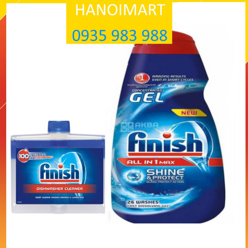 Combo Nước rửa bát Finish 650ml + dung dịch Nước vệ sinh máy rửa chén - HANOIMART