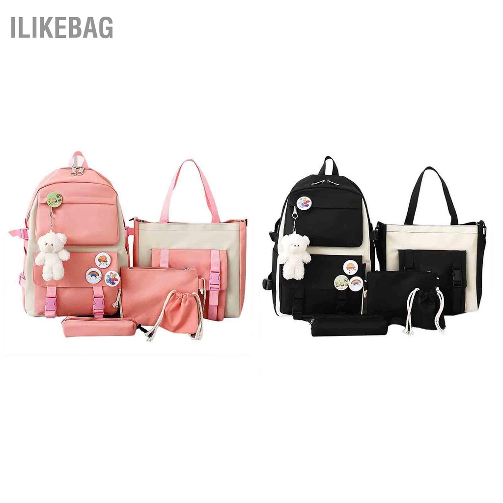 Có thể bán buôn Bộ 5 Trường Túi Công Suất Lớn Văn Phòng Phẩm Đựng Tiền Xu Canvas Học Sinh Cho Bé Trai Gái Ilikebag Hàng giao ngay