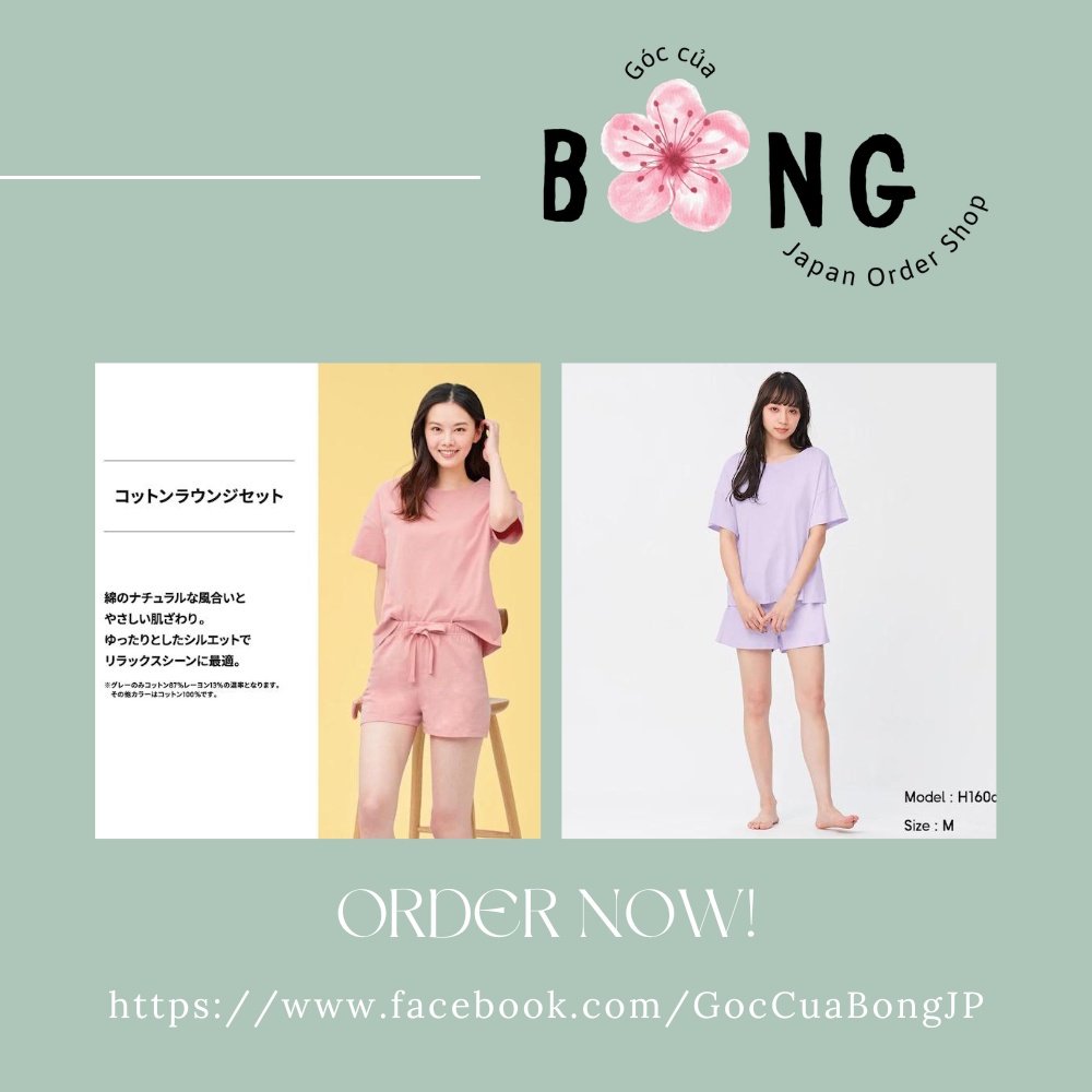 Đồ bộ cotton ngắn tay GU Nhật - Mã 339248