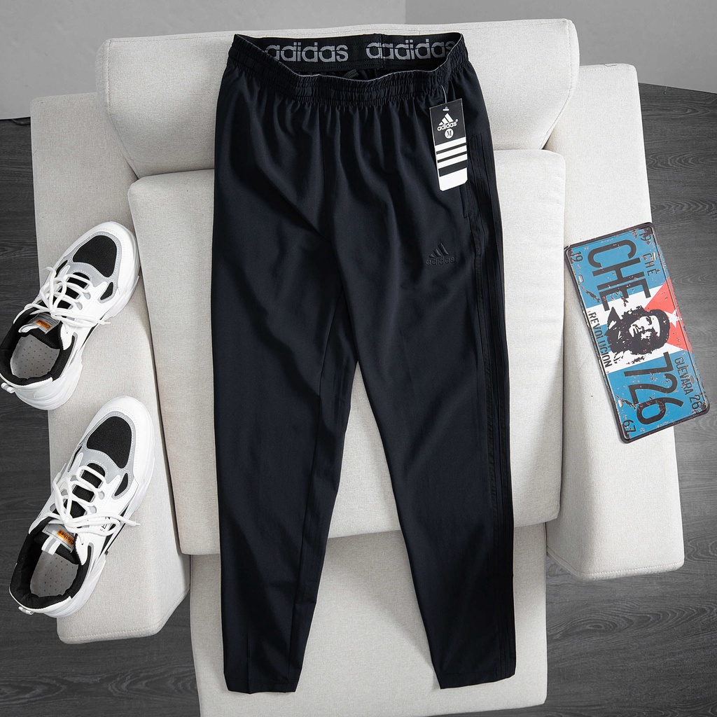 Quần Gió Dài 1 Lớp 3 Sọc, Ống Xuông, Logo Thêu, Hàng VNXK Cao Cấp