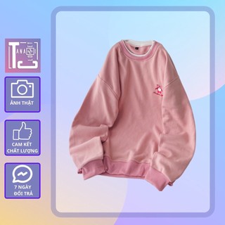 Áo sweater hồng thêu hình gấu dễ thương TanaziCloset