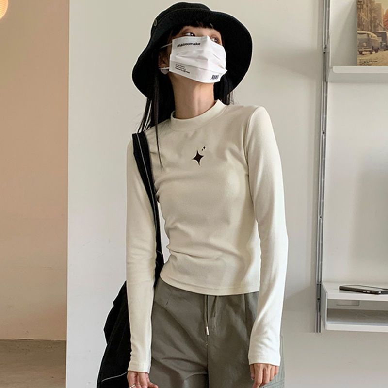 Áo thun COZOKC tay dài cổ cao dáng ôm thời trang cho nữ