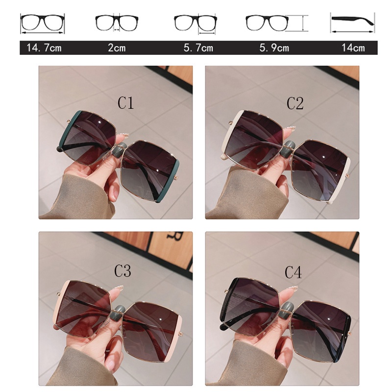 Kính Mát Gọng Vuông Kim Loại Chống Tia UV Thời Trang Cho Nữ