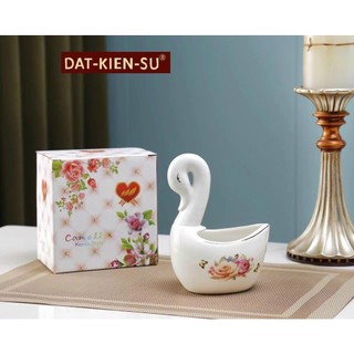 Giỏ sứ thiên nga cắm thìa dĩa