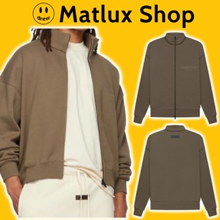 Áo khoác zip FEAR OF GOD FOG ESSENTIALS SS22 Wood cao cấp, Áo khoác nỉ kéo khóa ESSENTIALS in chữ nhung form rộng