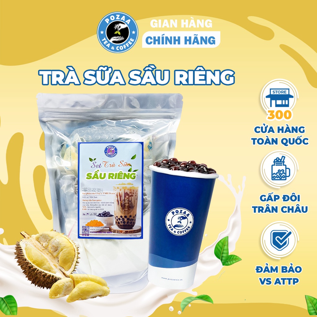 Set trà sữa POZAA tự pha vị sầu riêng thơm béo dễ làm thành phẩm 20 ly