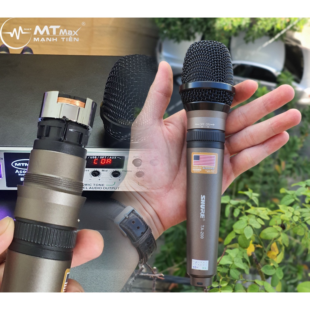 Micro Hát Karaoke Có Dây Shure Ta200 Hàng USA Xịn Nhạy, Chống Hú, Chống Nhiễu Tốt Dây Dài 5M