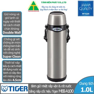Bình giữ nhiệt tiger mbi-a100 - hàng chính hãng - bh 12 tháng