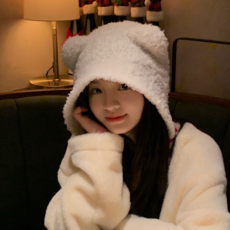 Mũ Lông Giữ Ấm Tai Gấu Dễ Thương Cho Nữ