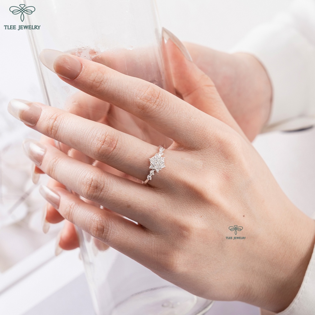 Nhẫn bạc nữ TLEE cánh hoa hoa tuyết đính đá cao cấp TleeJewelry A0253