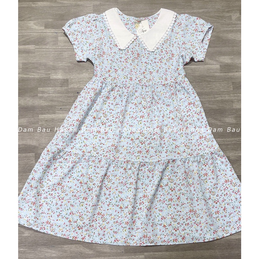 [HANNA] [40-70KG] Đầm bầu hoa nhí dễ thương tphcm dáng baby doll vải lụa mango cao cấp thoáng mát mùa hè mềm không nhăn