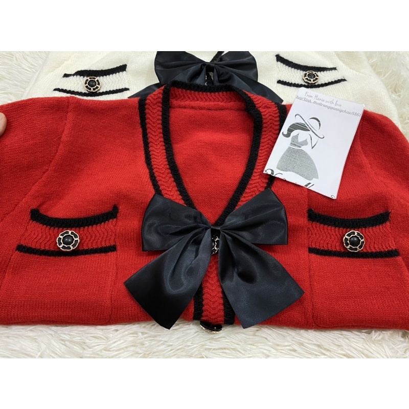 Áo len Nữ kèm nơ hottrend 2022 hàng QC cao cấp