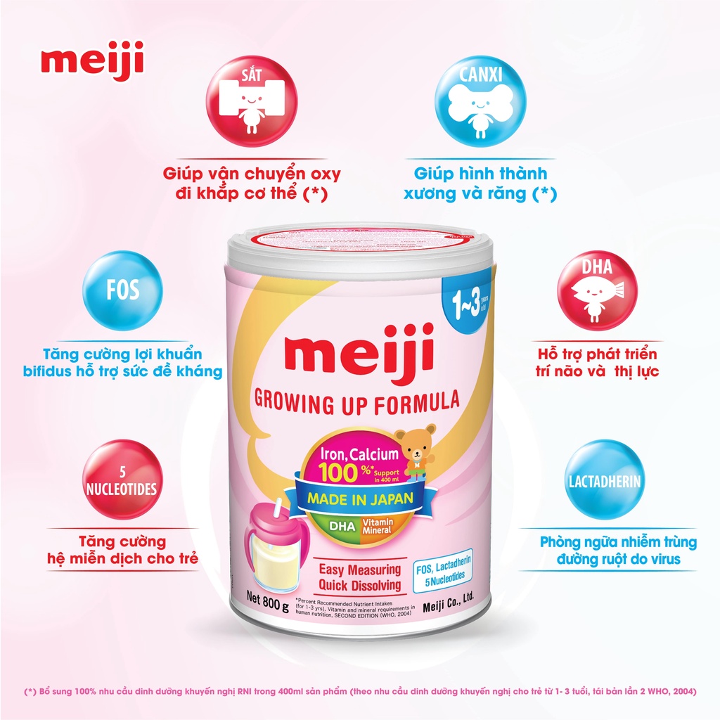 Sữa Meiji Growing up Formula cho bé từ 12-36 tháng 800g