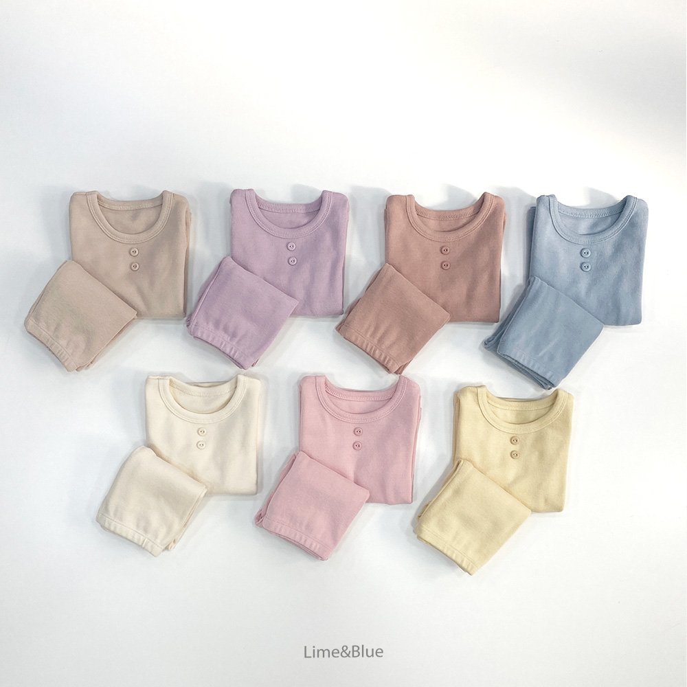 Lime&Blue Bộ đồ khuy cho bé Hàn Quốc