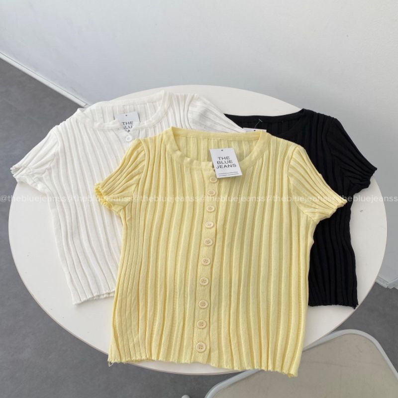 Áo len gân tay ngắn