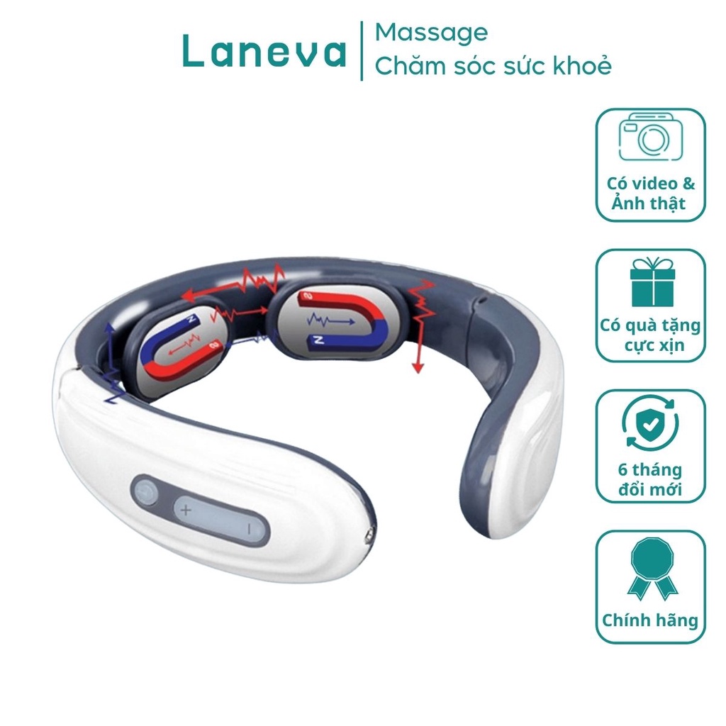 Máy Massage Cổ LANEVA J700 Cao Cấp, Máy Mát Xa Vai, Gáy, Cổ 2 Đầu Tiếp Xúc Nhỏ Gọn Tiện Dụng. Bảo Hành 24 Tháng