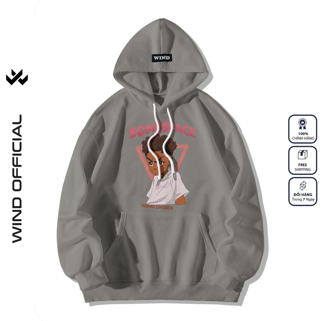 Áo hoodie form rộng WIND unisex nỉ RAPPER thời trang nam nữ thu đông oversize