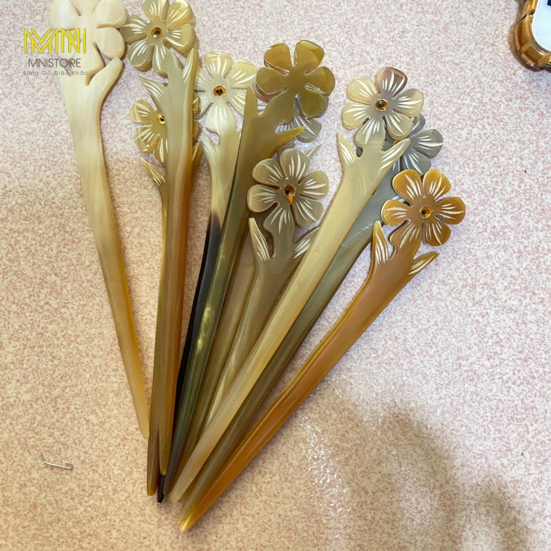 Châm sừng cài tóc kích thước 14-18cm sang trọng lịch lãm quà tặng ý nghĩa của người Việt Nam