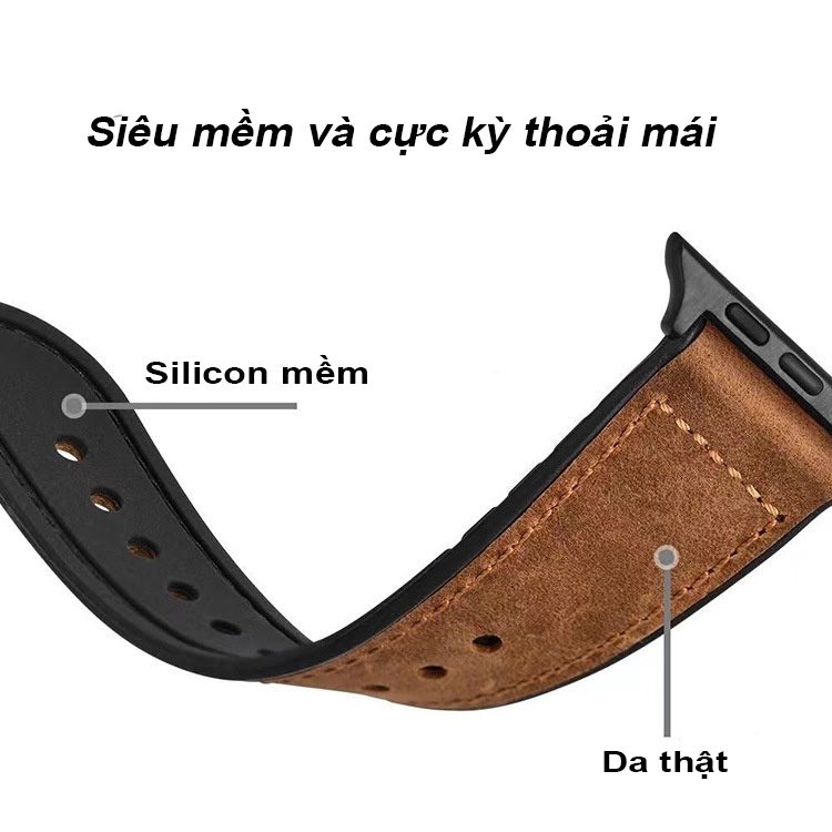 Dây Đeo Da Thật 40/44/38/42mm Dành Cho Đồng Hồ Thông Minh Apple Watch Series 7 6 SE 5 4 3 2 41mm 45mm DHBAP01
