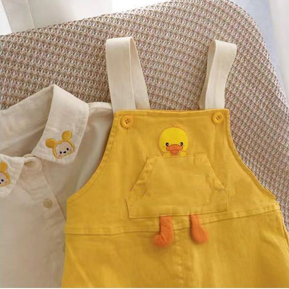 Bộ Áo Liền Quần Bằng Cotton Nguyên Chất Họa Tiết Hoạt Hình Dễ Thương P