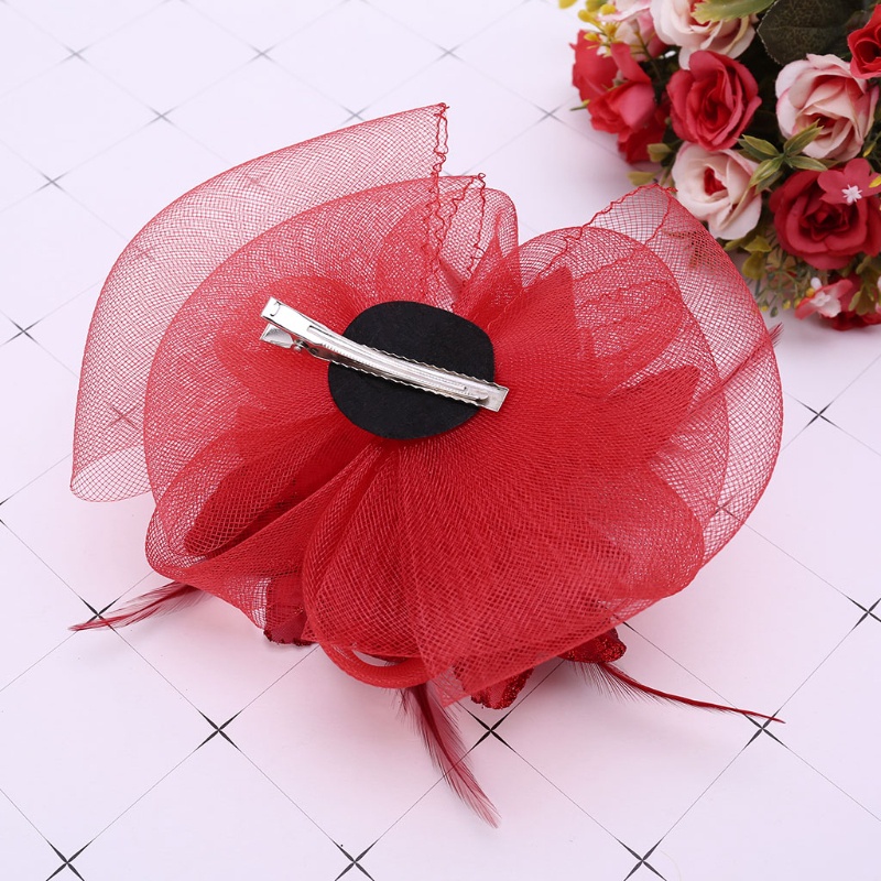 Kẹp Tóc Phối Mạng Che Mặt Hình Hoa Hồng Cho Cô Dâu