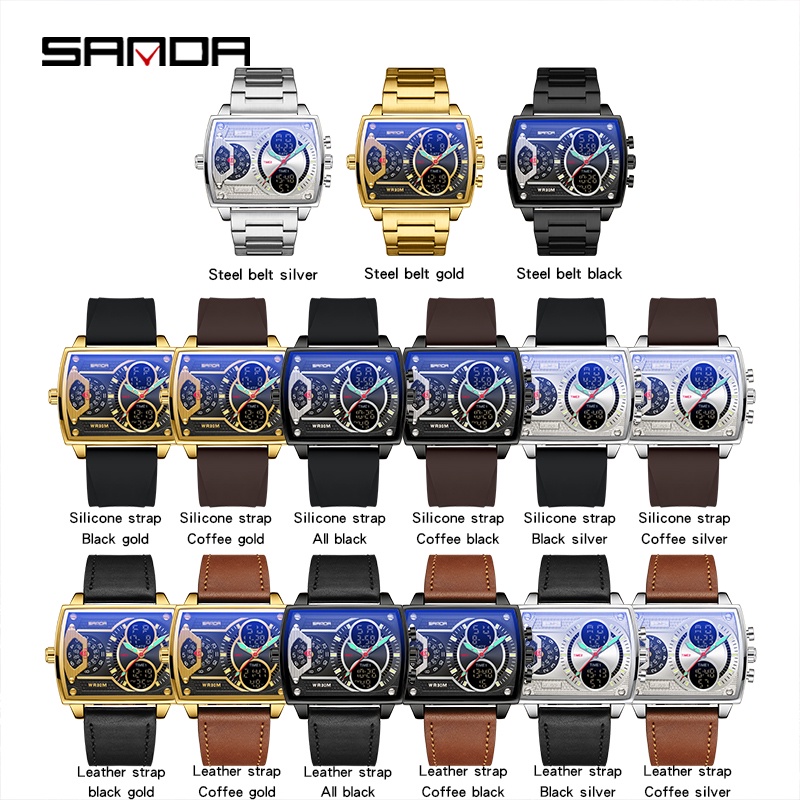 Đồng Hồ Đeo Tay Thạch Anh Kỹ Thuật Số Hai Mặt Thời Trang Cho Nam Reloj