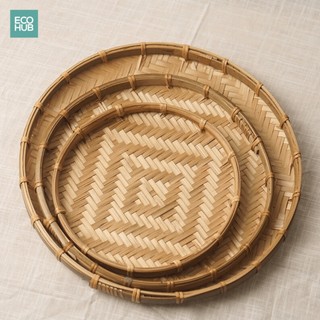 Mẹt Tre Ecohub Đan Thủ Công Viền Mây, Mẹt Nhà Hàng Bày Đồ Ăn Trang Trí Decor 20/25/30/35/40/45/50cm