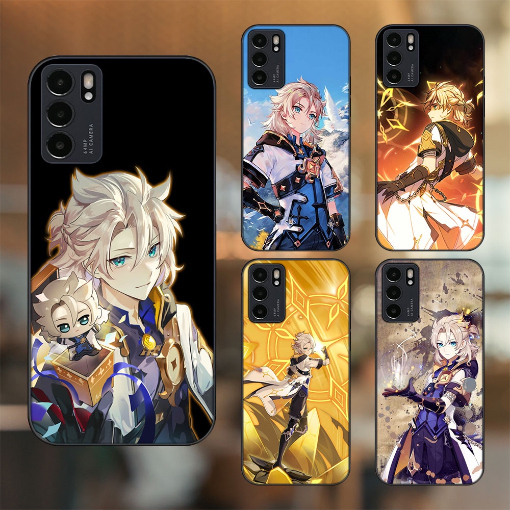 Ốp lưng Oppo Reno 6 5G viền đen in hình Albedo Genshin Impact