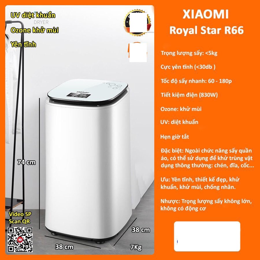 Máy Sấy Quần Áo UV Khử Trùng Ozone Xiaomi Xiaolang 60L/HD-yWWHL01 /Model HD-YWHL04/Grossag GDZ40