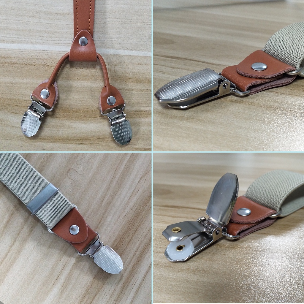 Dây đai chữ Y unisex da PU co dãn 4 kẹp