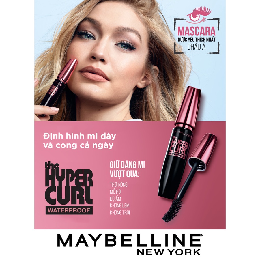 Mascara Maybelline Volum’ Express Hyper Curl Làm Dài Và Cong Mi, Không Lem Không Trôi 9,2M