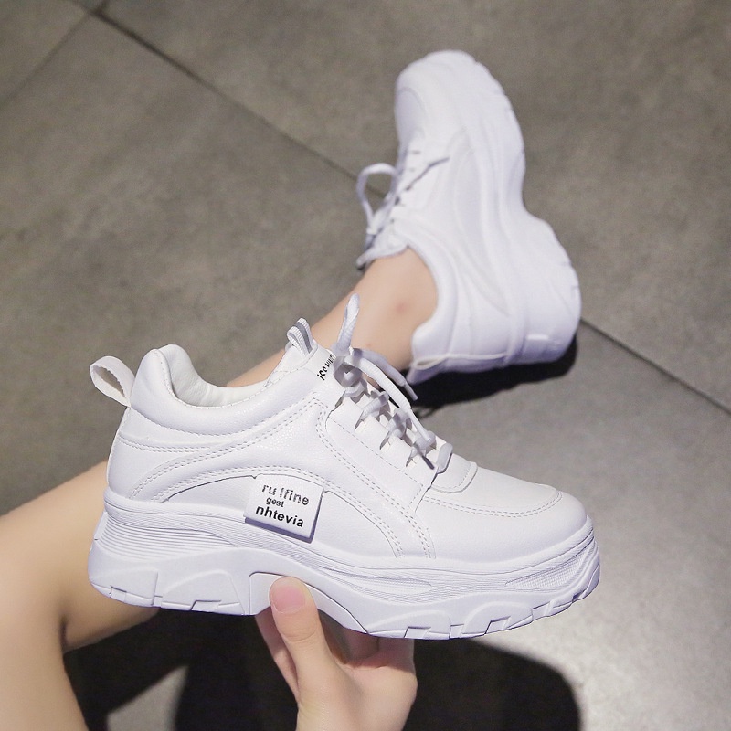 Giày Thể Thao Trắng Tăng Chiều Cao Phong Cách Hàn Quốc Dễ Phối Đồ