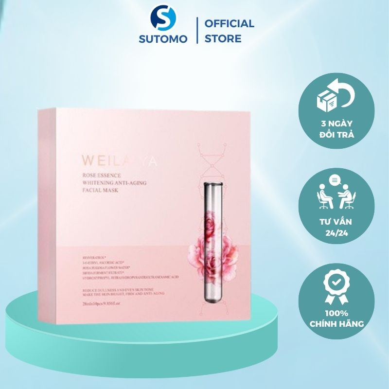 Mask trắng da hồng vạn cánh Weilaiya, mặt nạ cấp ẩm dưỡng trắng chống lão hóa sáng da hợp da yếu nhạy cảm – Sutomo Store