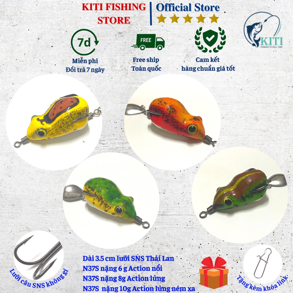 Nhái hơi N37S 3.5 cm lưỡi SNS Thái Lan , mồi lure, mồi câu cá lóc, cá quả, nhái giả câu lure hiệu quả cao