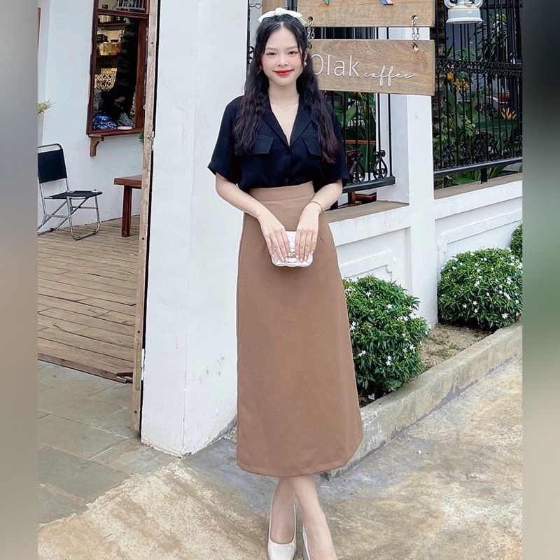 Chân váy suôn dáng chữ A, 2 lớp