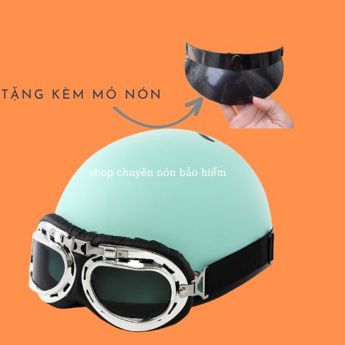 Nón bảo hiểm kèm kính phi công 2in1