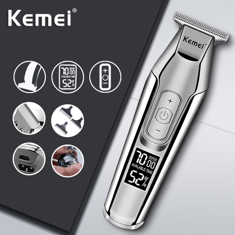 Tông đơ cắt tóc cạo râu KEMEI KM-5027 không dây màn hình LCD tiện lợi dành cho nam