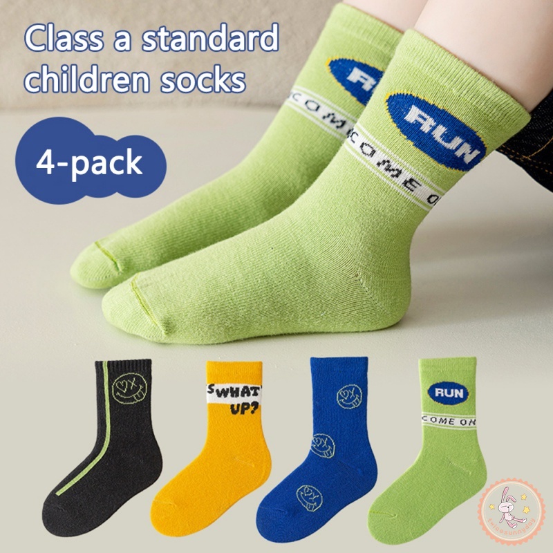 Vớ Dài Trung Bình Giữ Ấm Chân In Họa Tiết Hoạt Hình Chữ Thời Trang Xuân Thu Cho Bé Trai