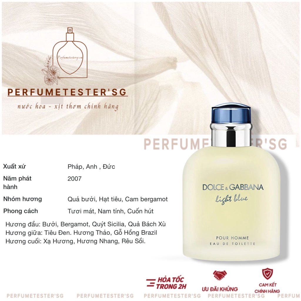Nước hoa Dolce & Gabbana Light Blue Pour Homme -perfumetester