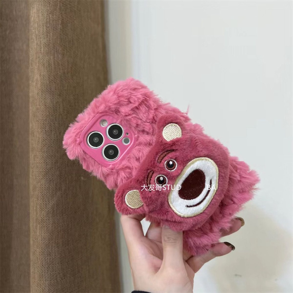 Dễ Thương Ốp Điện Thoại Silicon Hình Gấu Hồng Dâu Tây Kiểu Nhật Hàn Cho iphone13promax 14 12 11 x