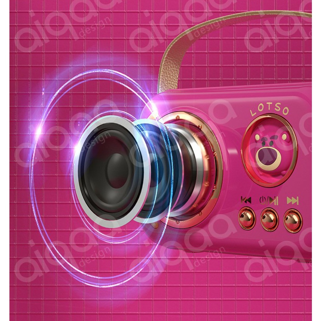 Bộ Loa Mic Karaoke Mini Không Dây Bluetooth LX 901 Chính Hãng Disney, Siêu Kute, Âm Thanh Sống Đông, Type C