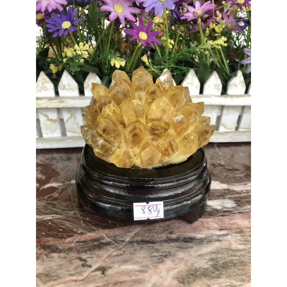 Trụ đá phong thủy tinh thể đá vàng citrine